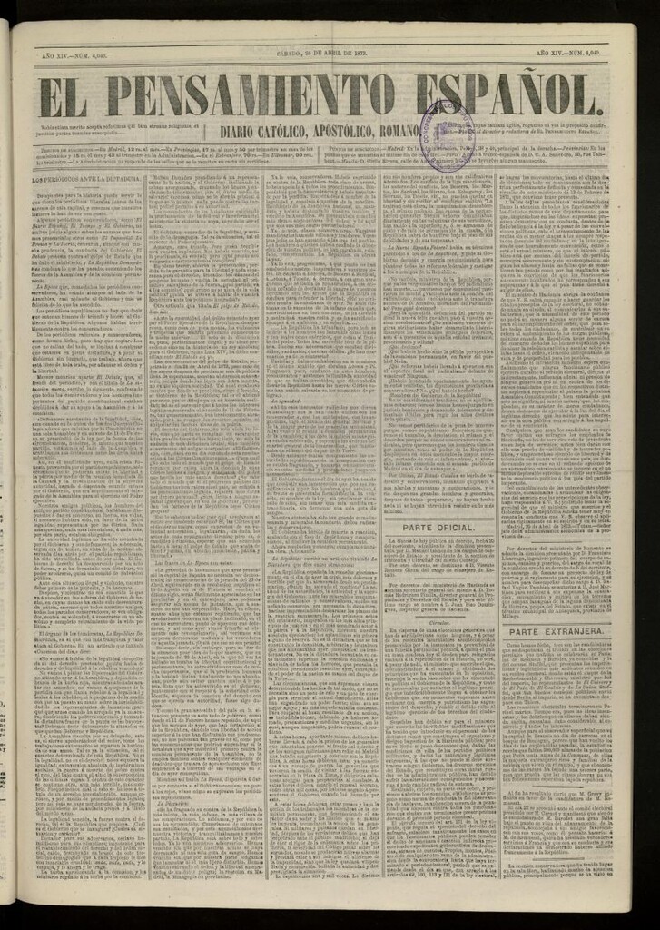 Miniatura de El Pensamiento Español del 26 abril de 1873, nº 4040