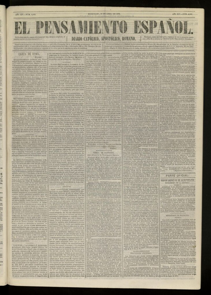 Miniatura de El Pensamiento Español del 30 abril de 1873, nº 4043