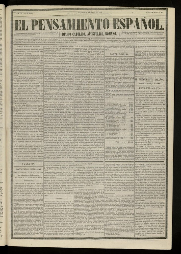 Miniatura de El Pensamiento Español del 2 mayo de 1873, nº 4045
