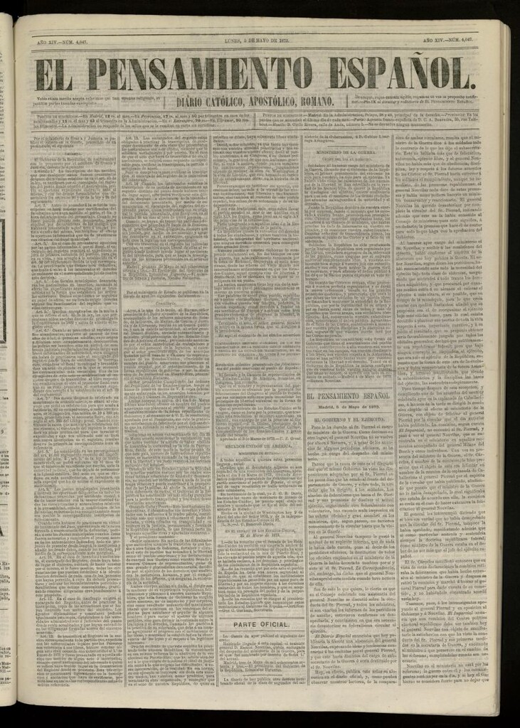 Miniatura de El Pensamiento Español del 5 mayo de 1873, nº 4047