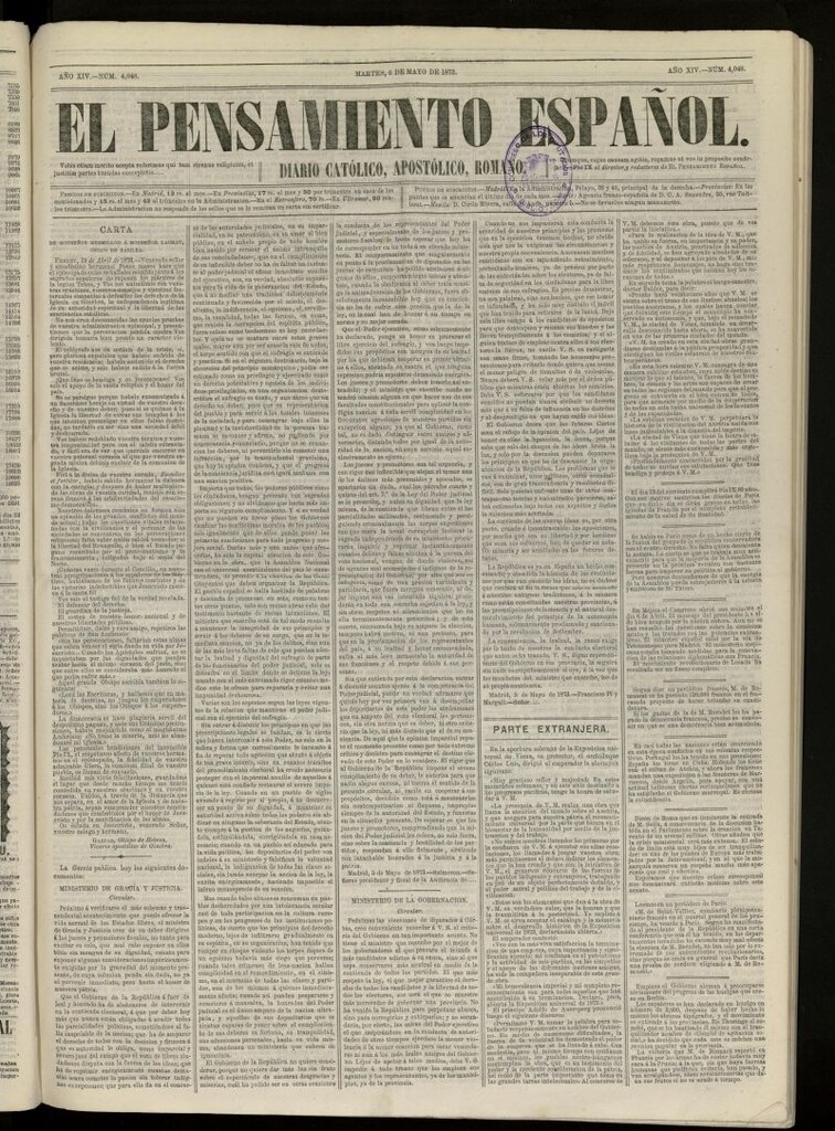 Miniatura de El Pensamiento Español del 6 mayo de 1873, nº 4048