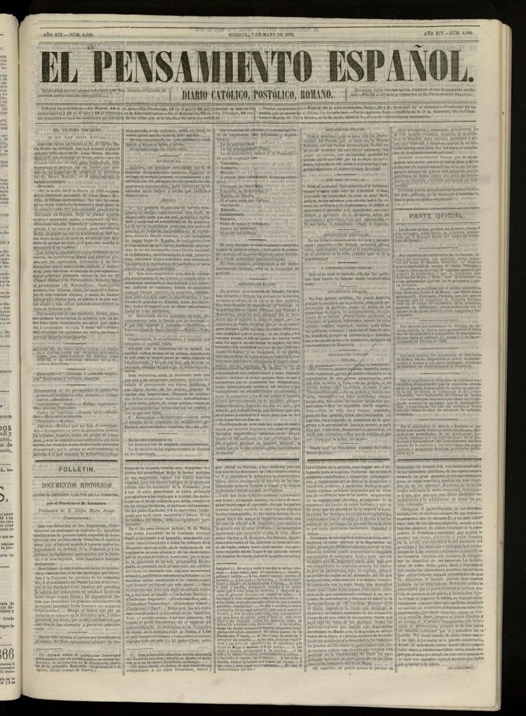 Miniatura de El Pensamiento Español del 7 mayo de 1873, nº 4049