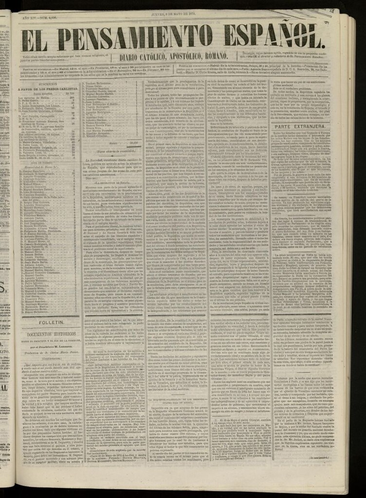 Miniatura de El Pensamiento Español del 8 de mayo de 1873, nº 4050