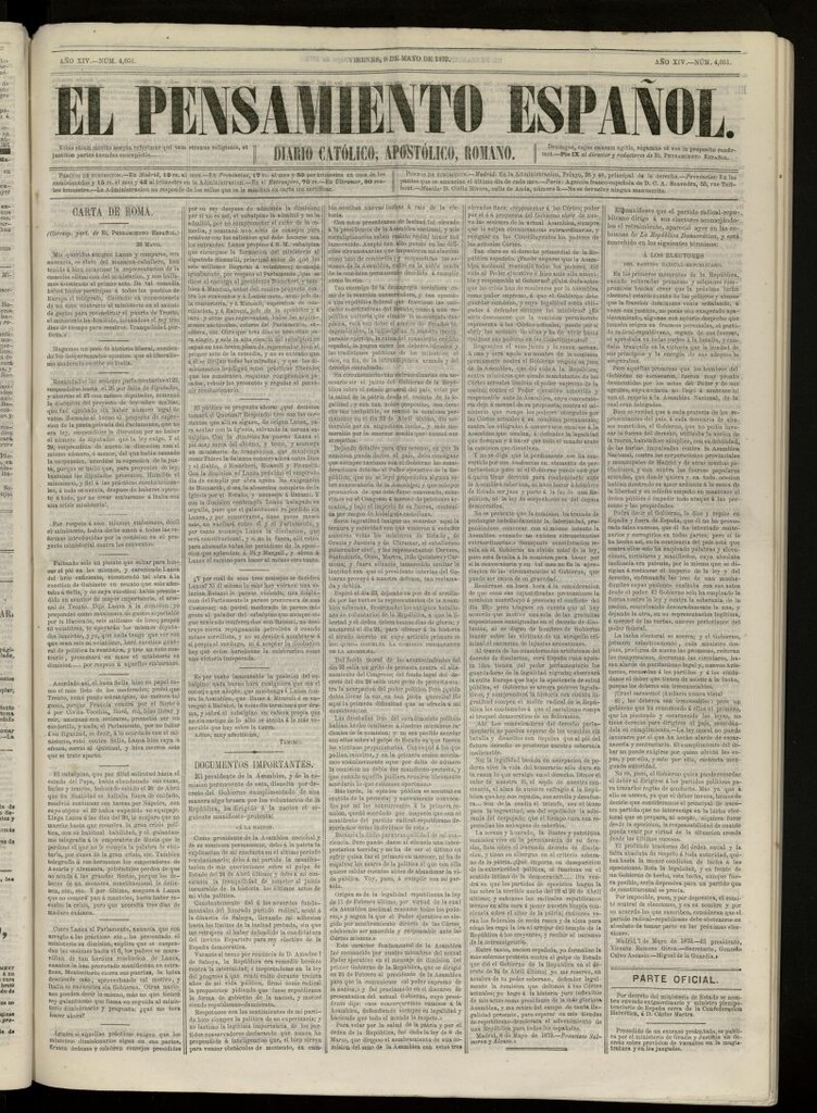 Miniatura de El Pensamiento Español del 9 de mayo de 1873, nº 4051