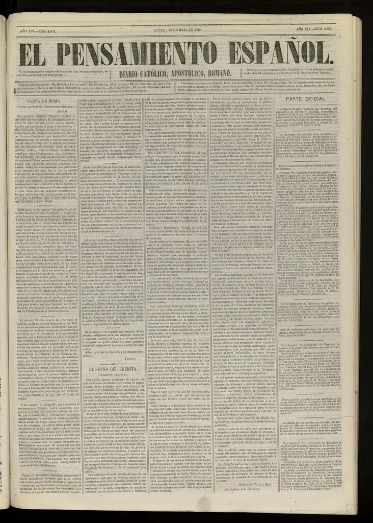 Miniatura de El Pensamiento Español del 12 de mayo de 1873, nº 4053