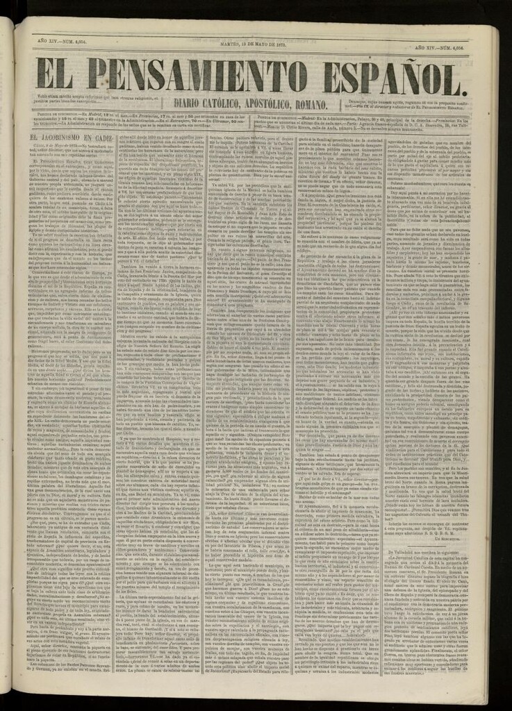 Miniatura de El Pensamiento Español del 13 de mayo de 1873, nº 4054