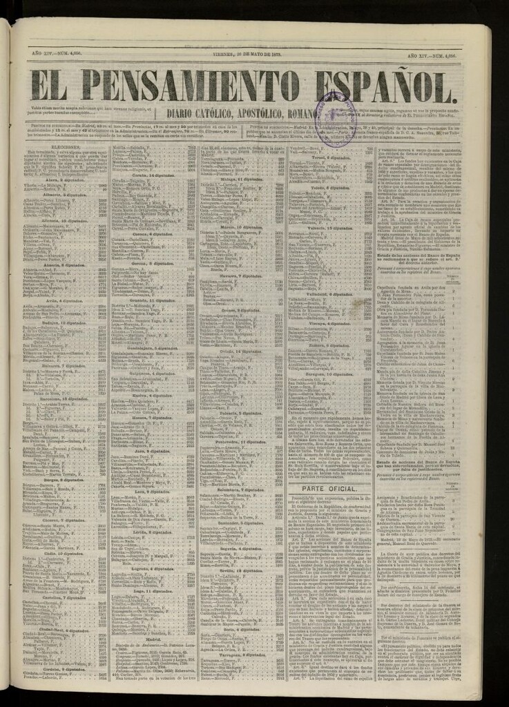 Miniatura de El Pensamiento Español del 16 de mayo de 1873, nº 4056