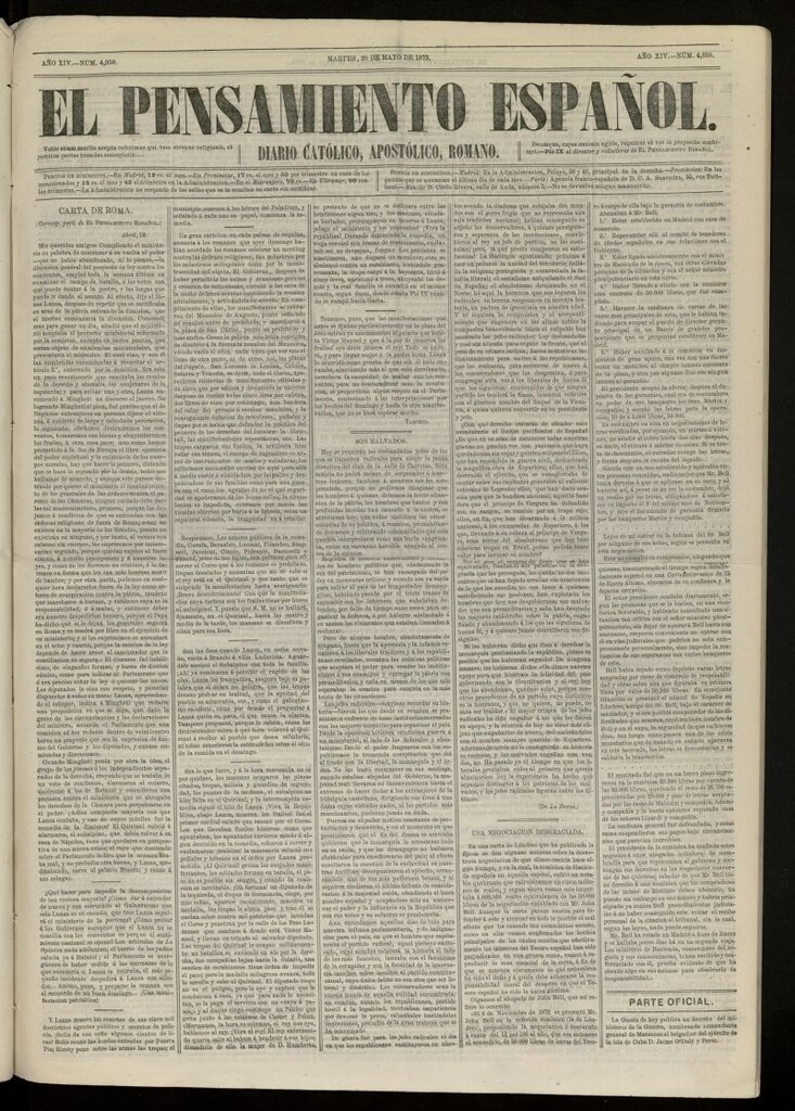 Miniatura de El Pensamiento Español del 20 de mayo de 1873, nº 4059