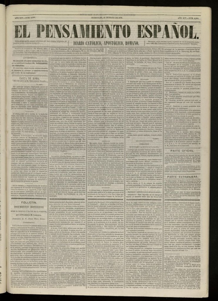 Miniatura de El Pensamiento Español del 21 de mayo de 1873, nº 4060