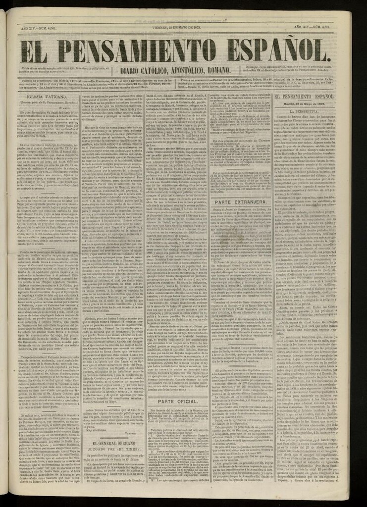 Miniatura de El Pensamiento Español del 23 de mayo de 1873, nº 4061