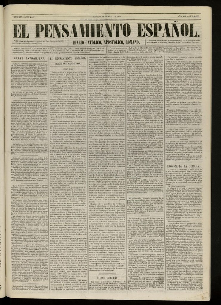Miniatura de El Pensamiento Español del 24 de mayo de 1873, nº 4062