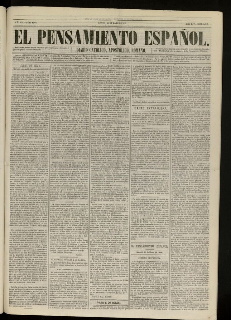 Miniatura de El Pensamiento Español del 26 de mayo de 1873, nº 4063