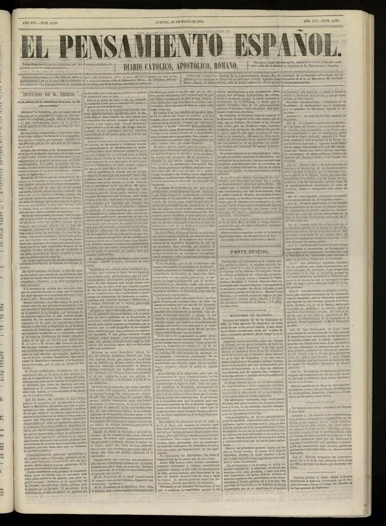Miniatura de El Pensamiento Español del 29 de mayo de 1873, nº 4066