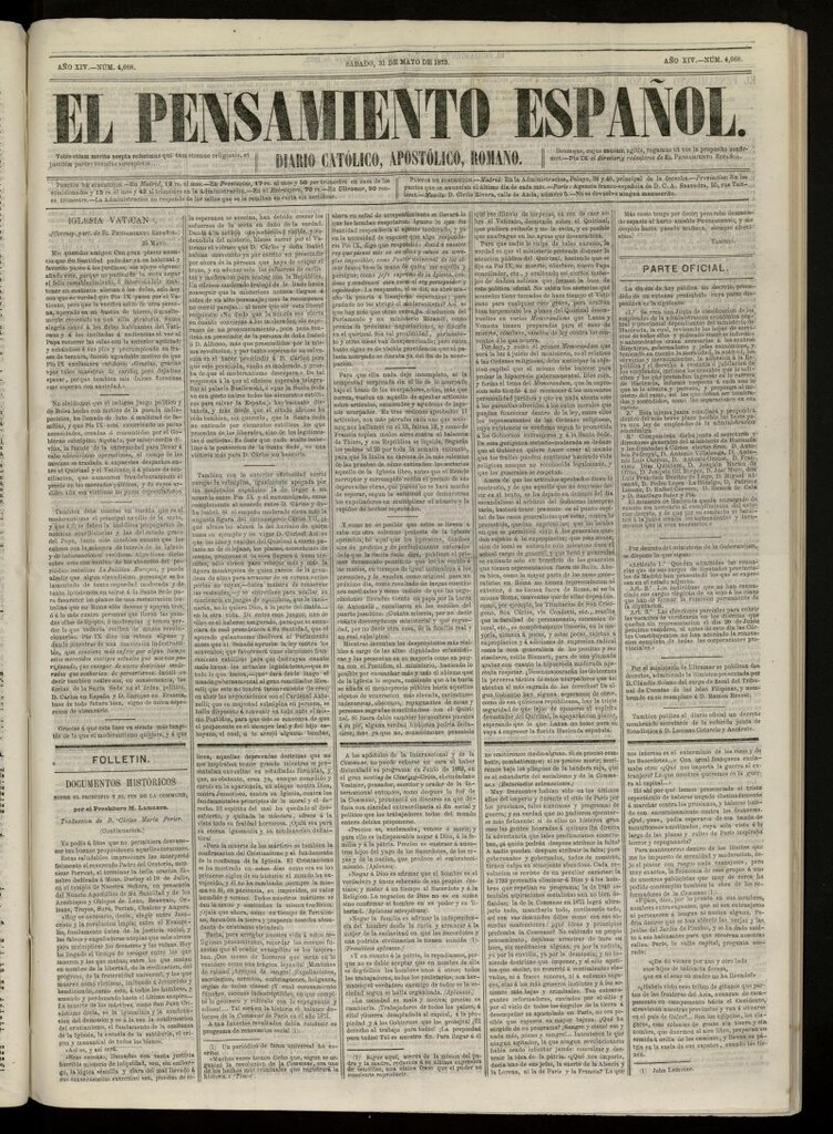 Miniatura de El Pensamiento Español del 31 de mayo de 1873, nº 4068