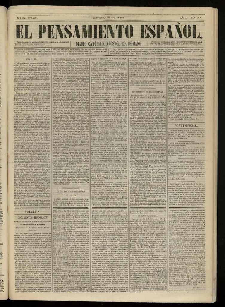 Miniatura de El Pensamiento Español del 4 de junio de 1873, nº 4071