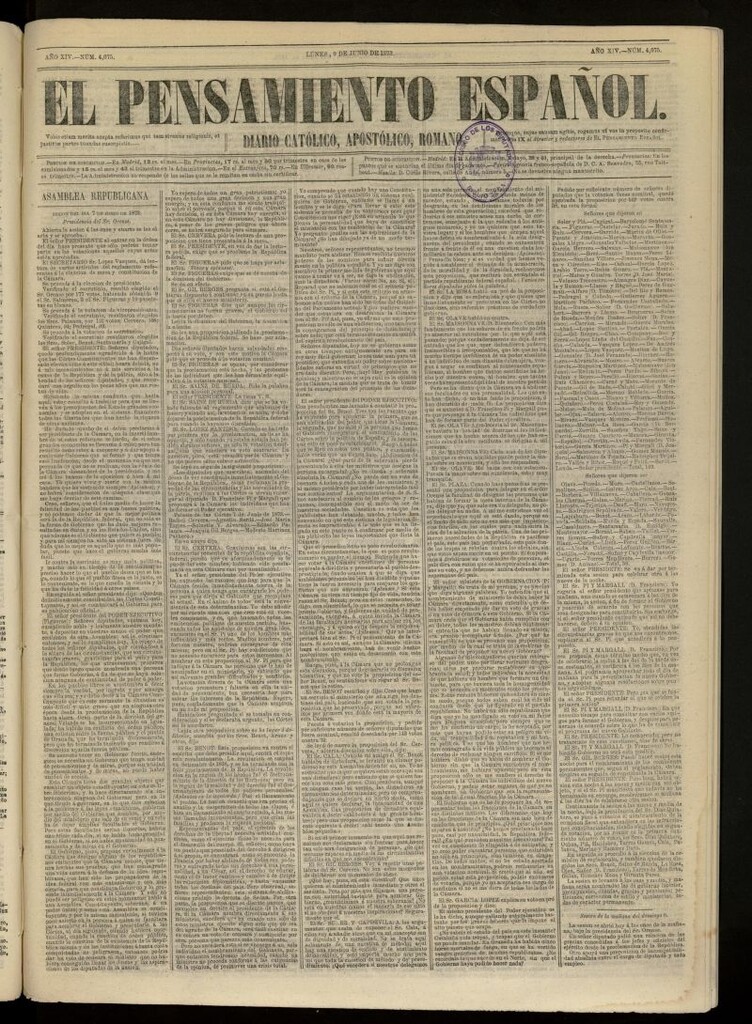Miniatura de El Pensamiento Español del 9 de junio de 1873, nº 4075