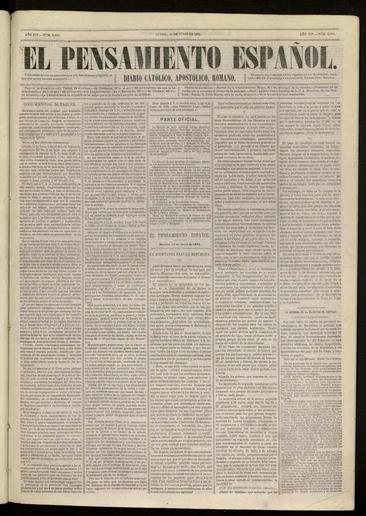 Miniatura de El Pensamiento Español del 16 de junio de 1873, nº 4080