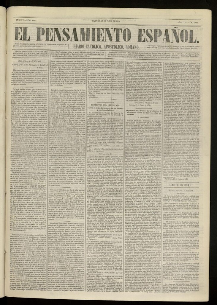 Miniatura de El Pensamiento Español del 17 de junio de 1873, nº 4081