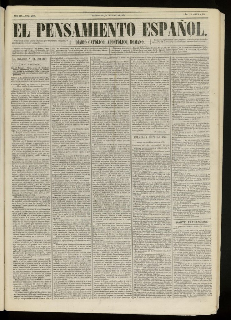 Miniatura de El Pensamiento Español del 25 de junio de 1873, nº 4088