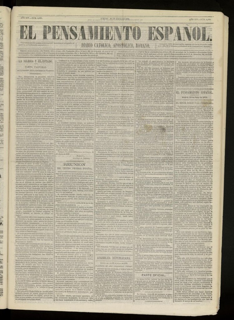 Miniatura de El Pensamiento Español del 26 de junio de 1873, nº 4089