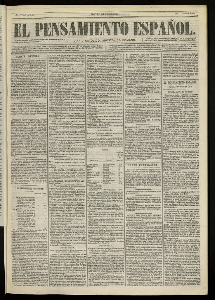 Miniatura de El Pensamiento Español del 7 de enero de 1873, nº 3949