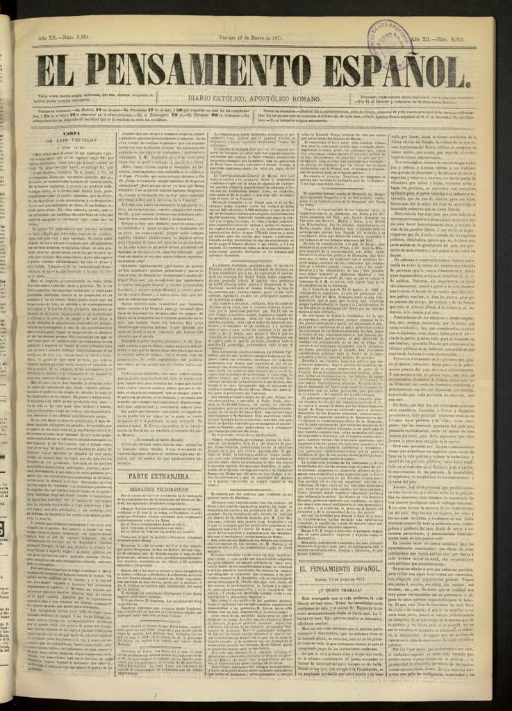 Miniatura de El Pensamiento Español del 13 de enero de 1871, nº 3351