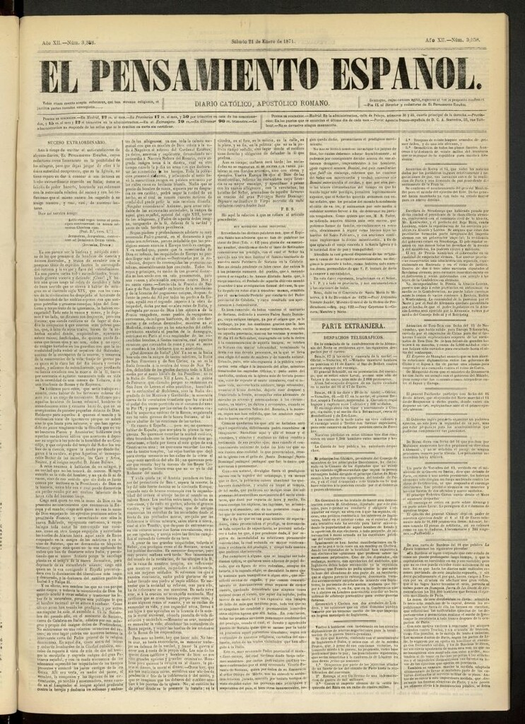 Miniatura de El Pensamiento Español del 21 de enero de 1871, nº 3358