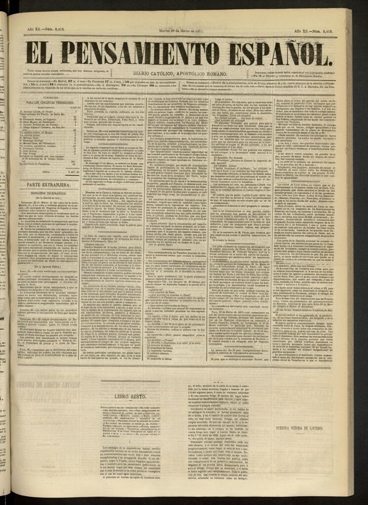 Miniatura de El Pensamiento Español del 28 de marzo de 1871, nº 3413