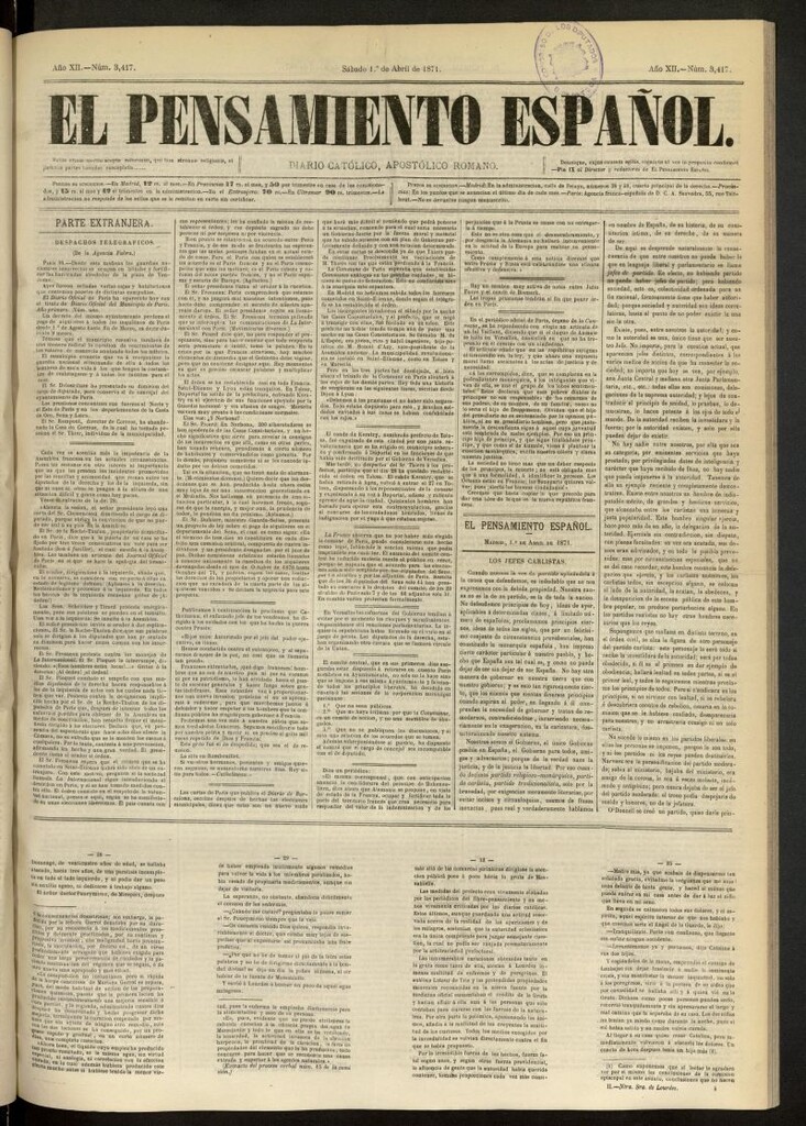 Miniatura de El Pensamiento Español del 1 de abril de 1871, nº 3417