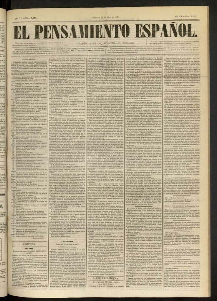 Miniatura de El Pensamiento Español del 12 de abril de 1871, nº 3425