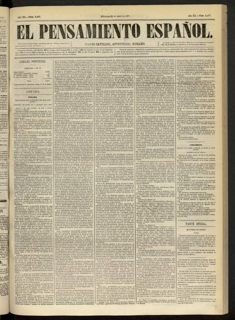 Miniatura de El Pensamiento Español del 26 de abril de 1871, nº 3437