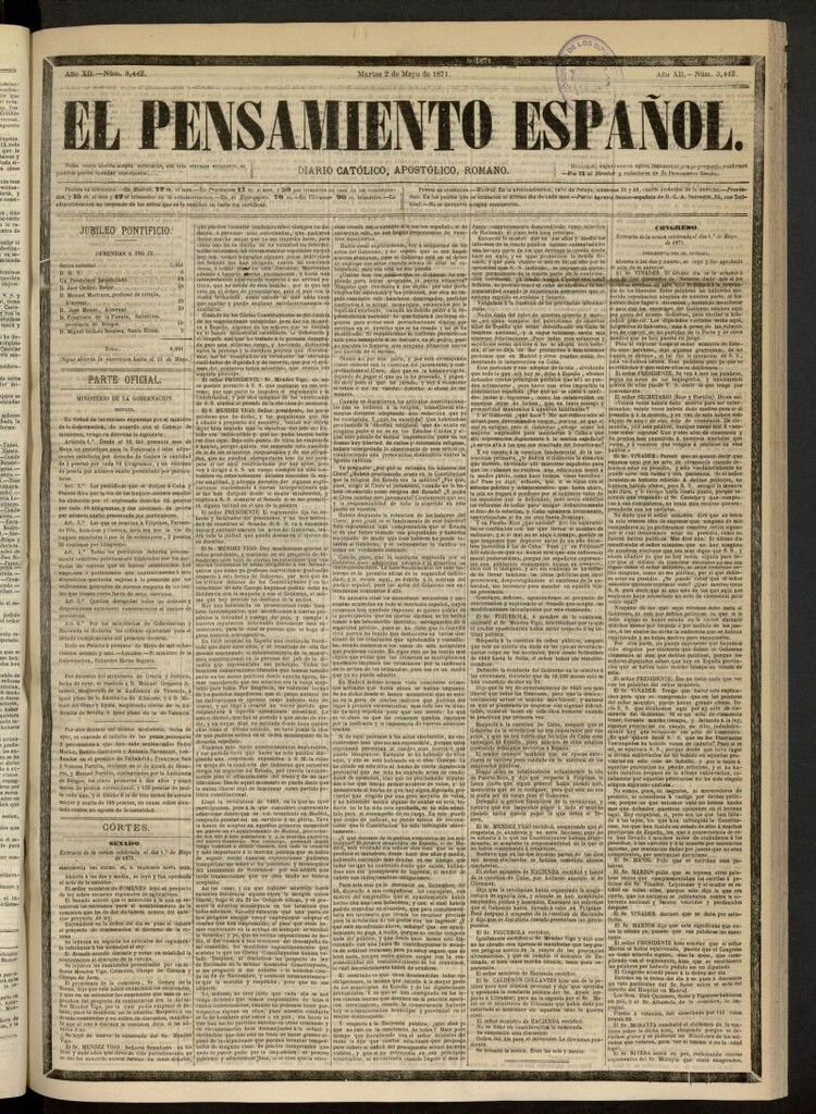Miniatura de El Pensamiento Español del 2 de mayo de 1871, nº 3442