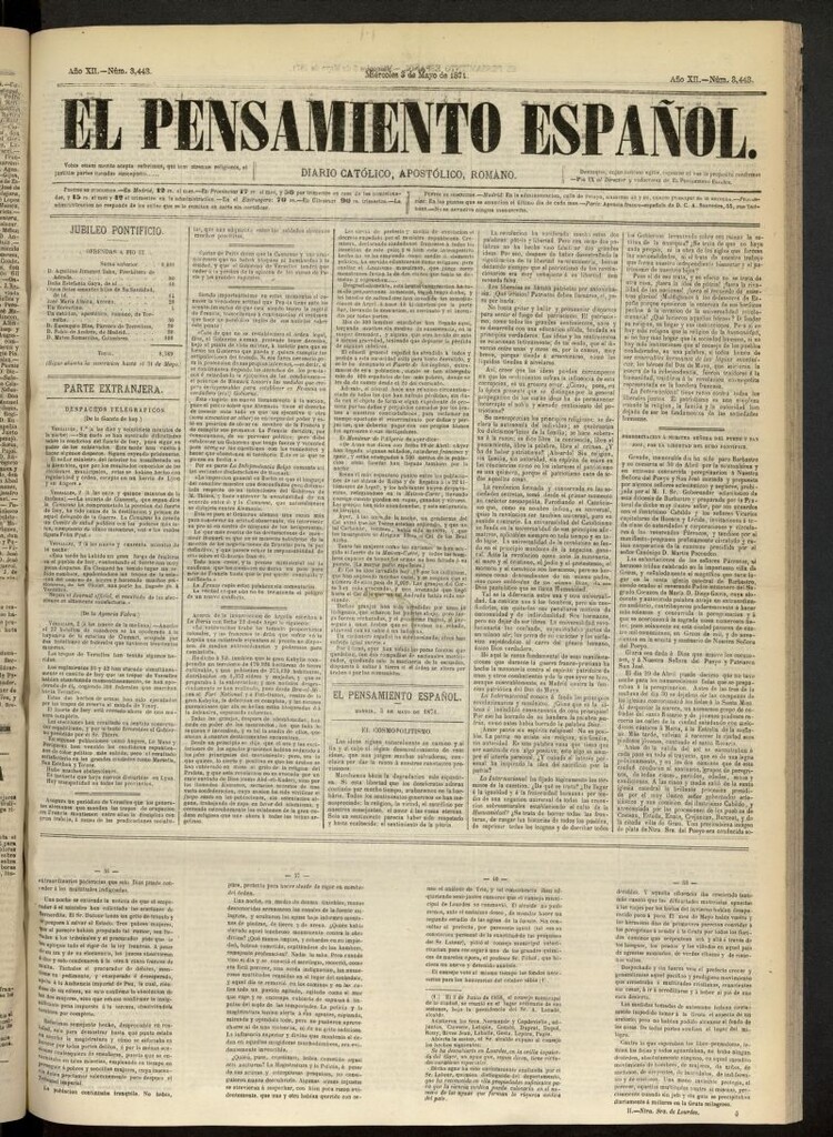 Miniatura de El Pensamiento Español del 3 de mayo de 1871, nº 3443