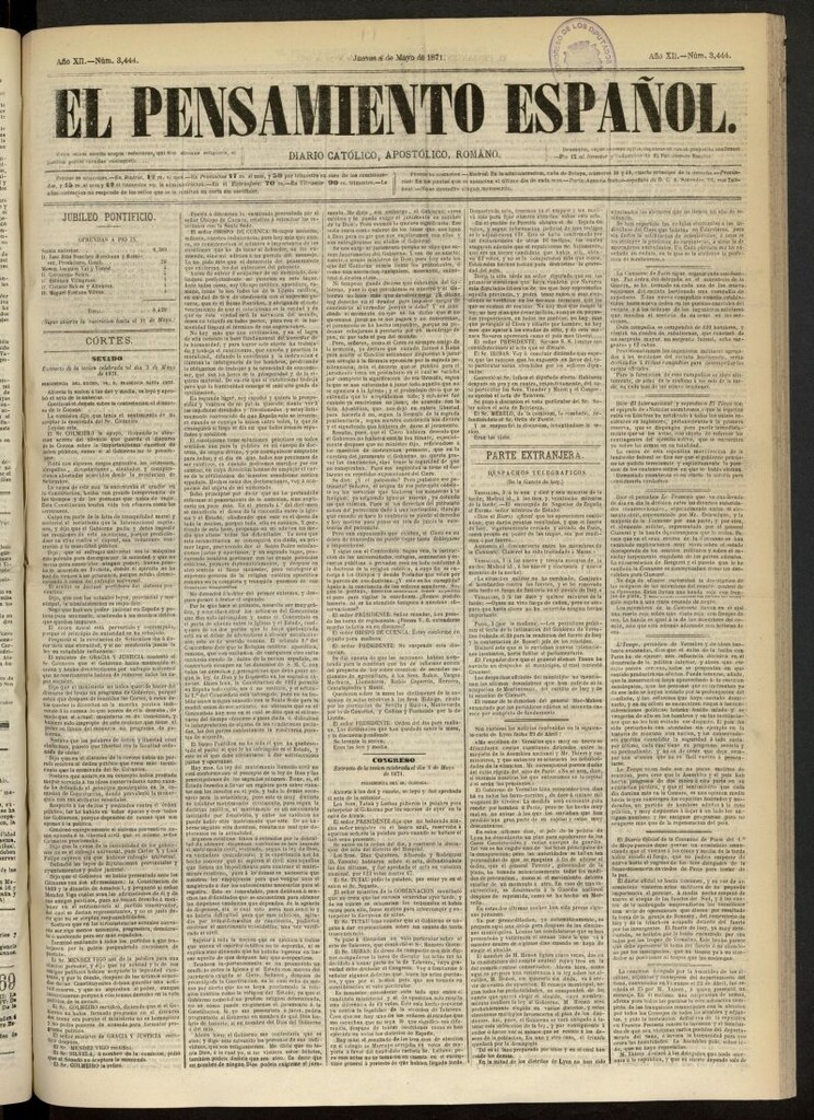 Miniatura de El Pensamiento Español del 4 de mayo de 1871, nº 3444