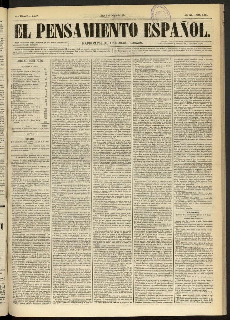 Miniatura de El Pensamiento Español del 8 de mayo de 1871, nº 3447