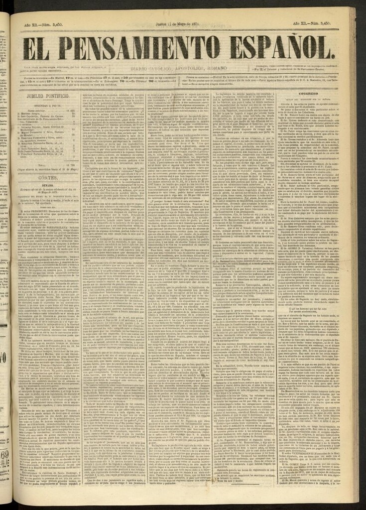 Miniatura de El Pensamiento Español del 11 de mayo de 1871, nº 3450