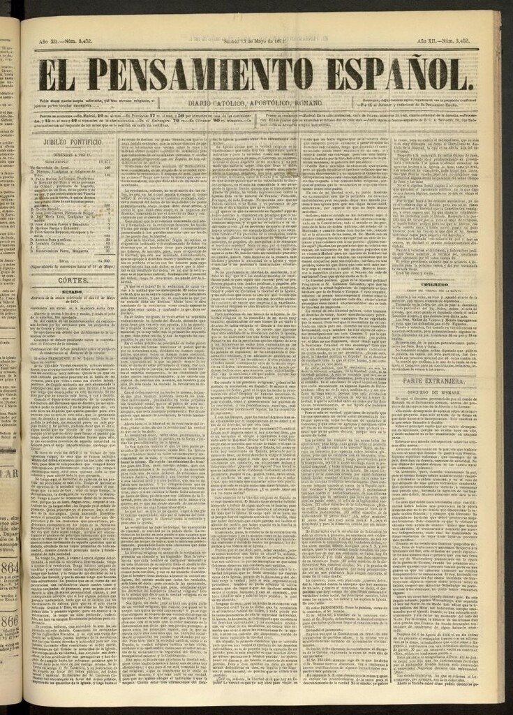 Miniatura de El Pensamiento Español del 13 de mayo de 1871, nº 3452