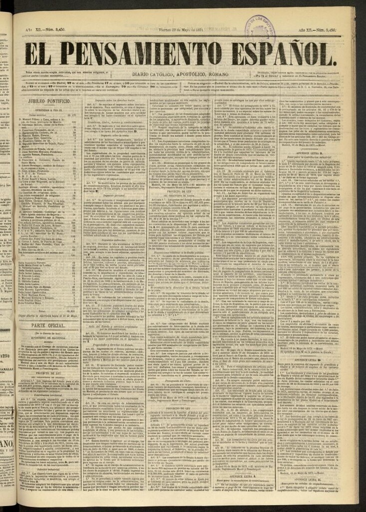 Miniatura de El Pensamiento Español del 19 de mayo de 1871, nº 3456