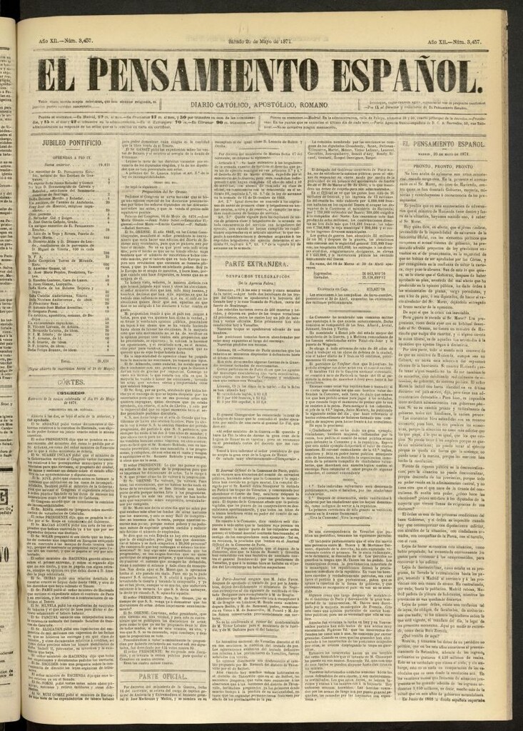 Miniatura de El Pensamiento Español del 20 de mayo de 1871, nº 3457