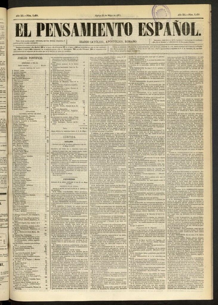 Miniatura de El Pensamiento Español del 23 de mayo de 1871, nº 3459