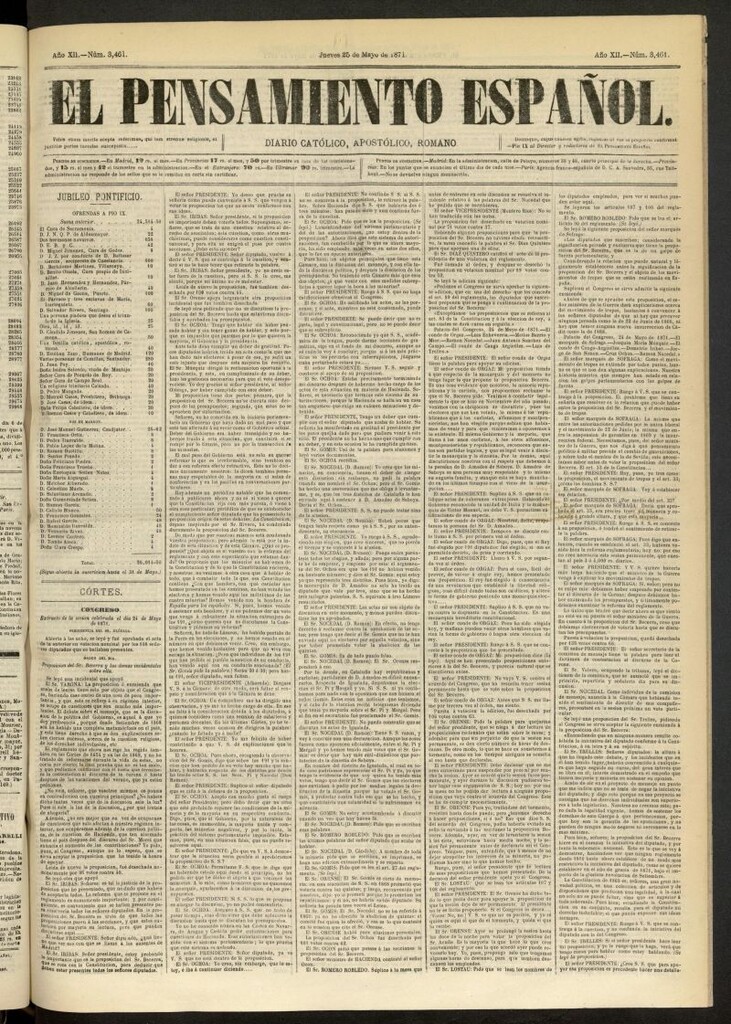 Miniatura de El Pensamiento Español del 25 de mayo de 1871, nº 3461