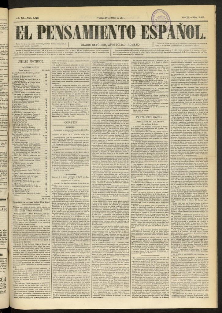 Miniatura de El Pensamiento Español del 26 de mayo de 1871, nº 3462