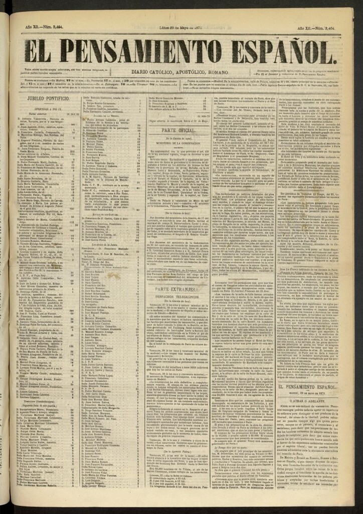 Miniatura de El Pensamiento Español del 29 de mayo de 1871, nº 3464