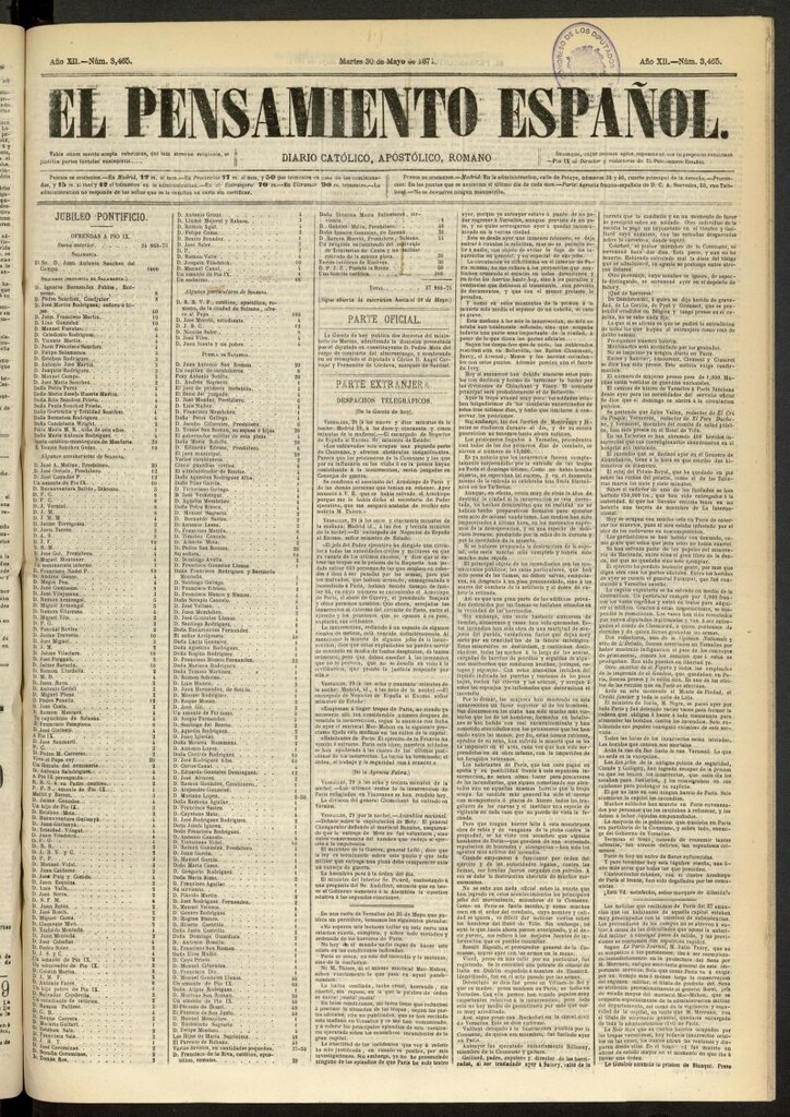 Miniatura de El Pensamiento Español del 30 de mayo de 1871, nº 3465