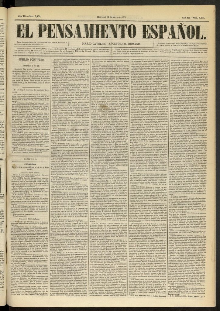Miniatura de El Pensamiento Español del 31 de mayo de 1871, nº 3466
