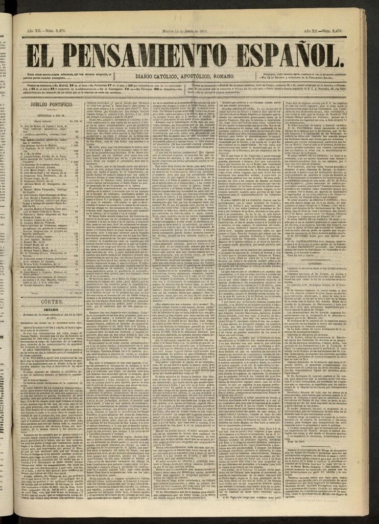 Miniatura de El Pensamiento Español del 13 de junio de 1871, nº 3476