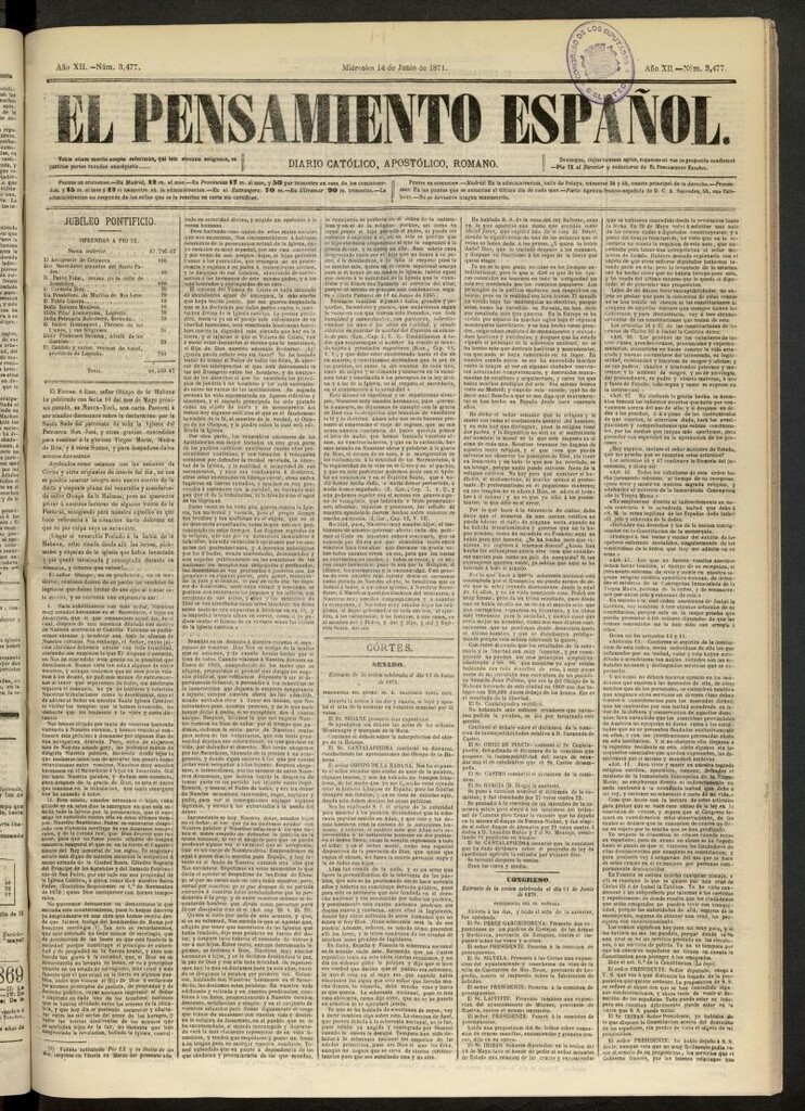 Miniatura de El Pensamiento Español del 14 de junio de 1871, nº 3477