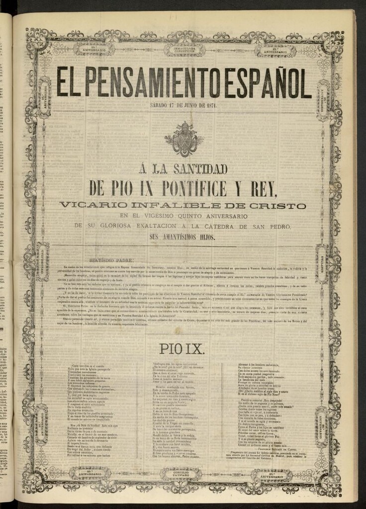 Miniatura de El Pensamiento Español del 17 de junio de 1871, suplemento