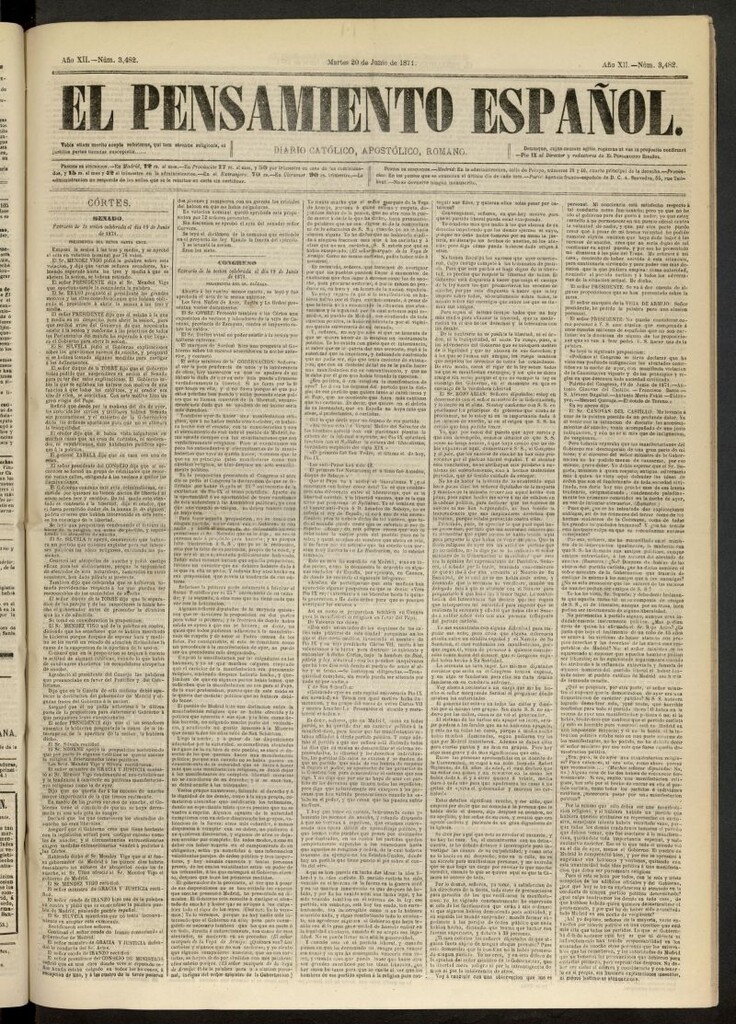 Miniatura de El Pensamiento Español del 20 de junio de 1871, nº 3482