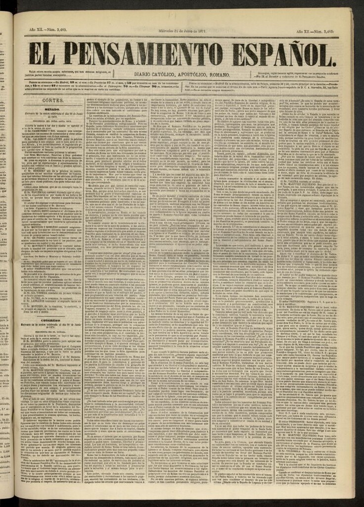 Miniatura de El Pensamiento Español del 21 de junio de 1871, nº 3483